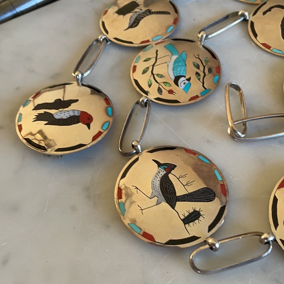 Vintage Native American Dale Edaakie Zuni Link Concho belt - Picture 9 of 16